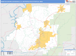 Anniston-Oxford-Jacksonville Metro Area Digital Map Basic Style